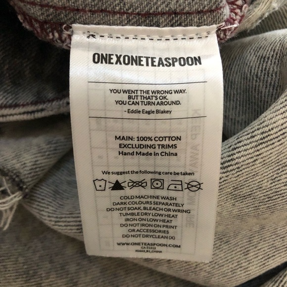 One X One Teaspoon Acid Wash Exposed Zipper Denim Skirt - Picture 6 of 12